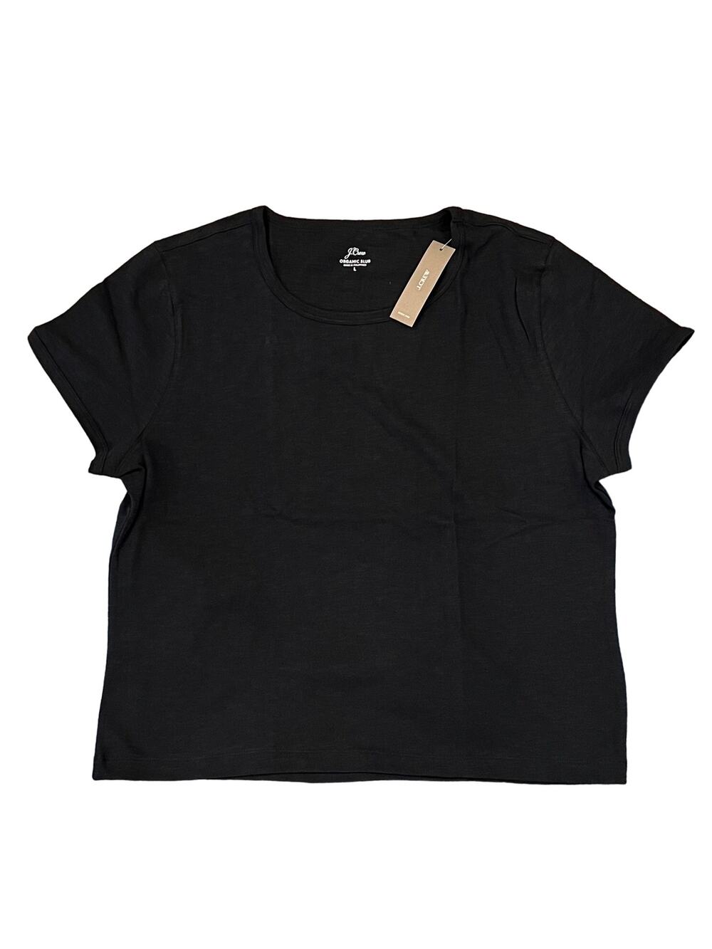 NWT J. Crew Black '90s Cropped Organic Slub Cotton T-Shirt